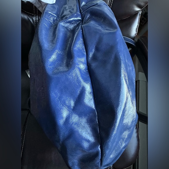 Furla Large patent Leather Shiny Blue Hobo Bag - Picture 6 of 16